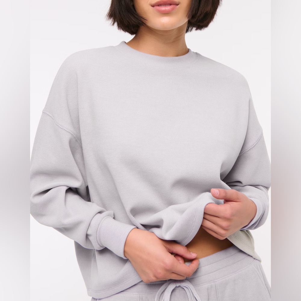 Abercrombie & Fitch Essentials Long Sleeve Oversized Waffle Tee Size XXL